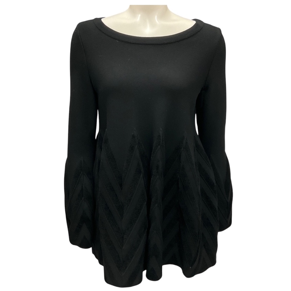 ALAIA BLACK FLARED STRETCH KNIT JUMPER